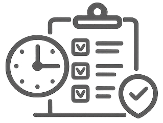 Illustration of schedules and operating rules on a checklist.
